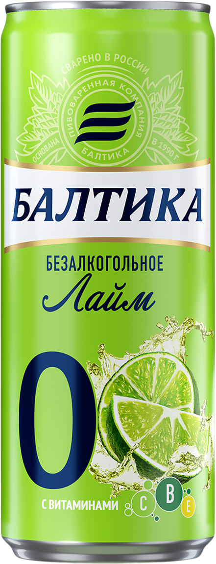 Пиво Балтика №0  лайм (импорт), т/у бан. 0,33*24